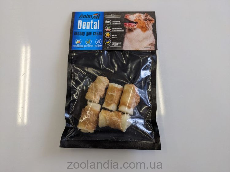 AnimAll (ЭнимАлл) Dental - Лакомство для собак трубочка рулетик с мясом курицы, 4-5 см, 5 шт