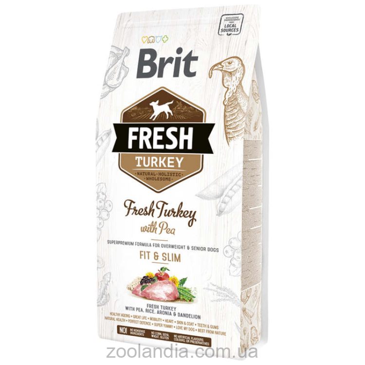 Brit Fresh (Брит Фрэш) Adult Light Turkey with Pea - беззерновой корм для собак всех пород (индейка/горох)