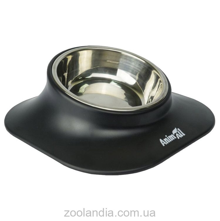 AnimAll (ЭнимАлл) Миска металлическая на подставке для собак, черный, 420 мл