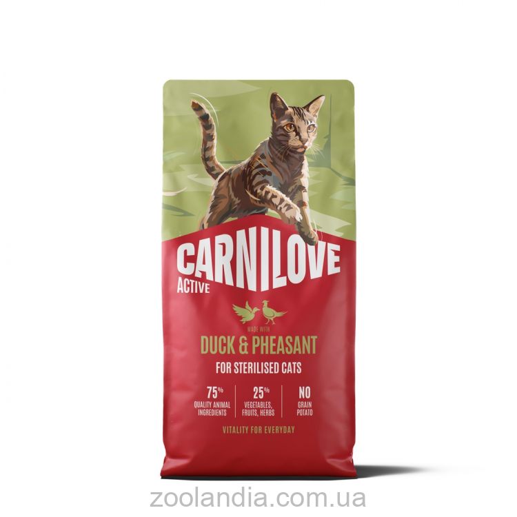 Carnilove (Карнилав) Adult Sterilised Duck & Pheasant  - Сухой беззерновой корм для взрослых стерилизованных кошек с уткой и фазаном