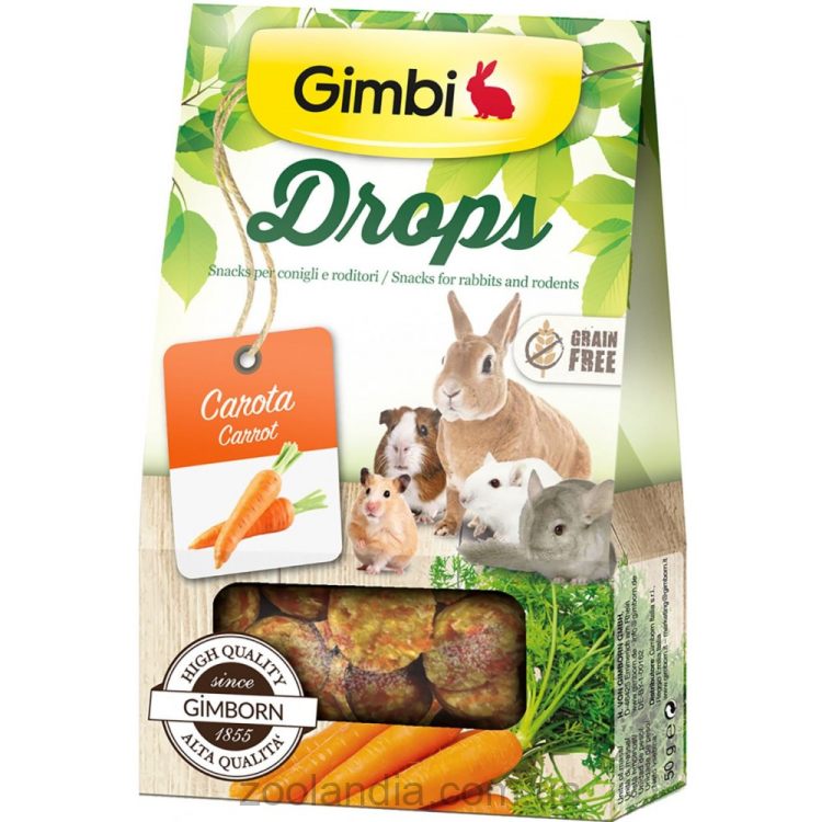 GimBi (ДжимБи) Лакомство для грызунов, дропсы с морковью