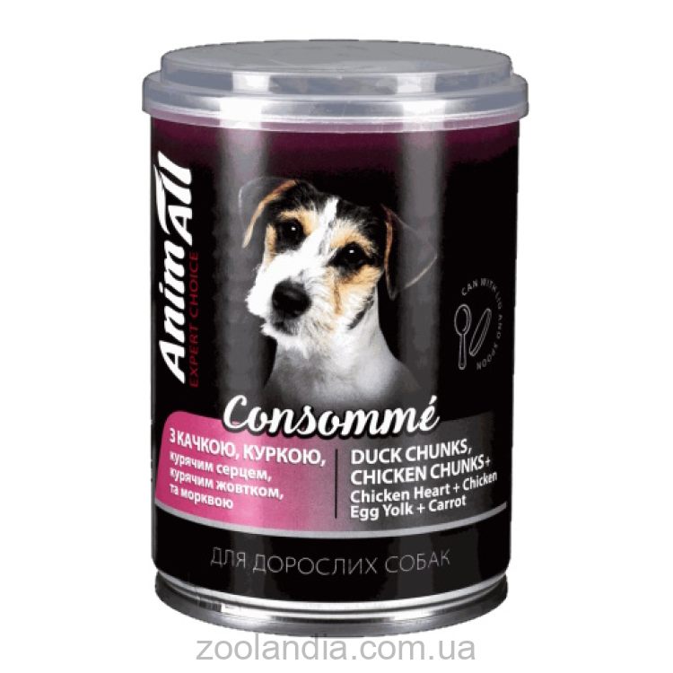 AnimAll (ЕнімАлл) - Вологий корм консоме з качкою, куркою, курячим серцем та курячим жовтком для собак
