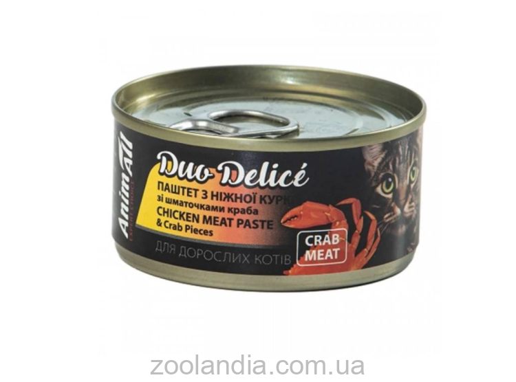 AnimAll (ЕнімАлл) Duo Delice Chicken Meat Paste - Вологий корм для кішок з куркою та крабом