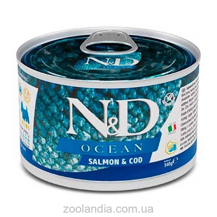 Farmina (Фармина) N&D Ocean Salmon & Cod Adult Mini – Беззерновой консервированный корм с лососем и треской для взрослых собак мелких пород