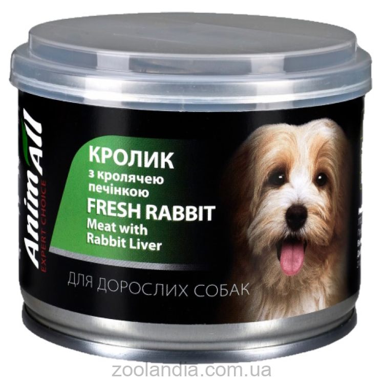 AnimAll (ЭнимАлл) - Влажный корм паштет с кроликом и кроличьей печенью для собак