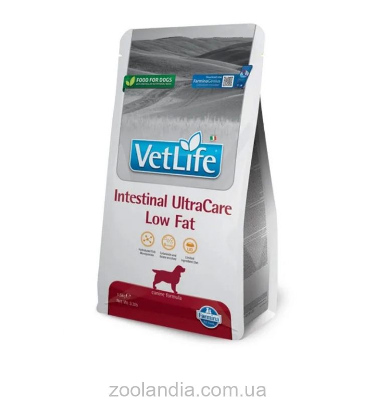 Farmina (Фармина) Vet Life Intestinal UltraCare Low Fat - Сухой лечебный корм с низкой жирностью для собак при заболеваниях ЖКТ