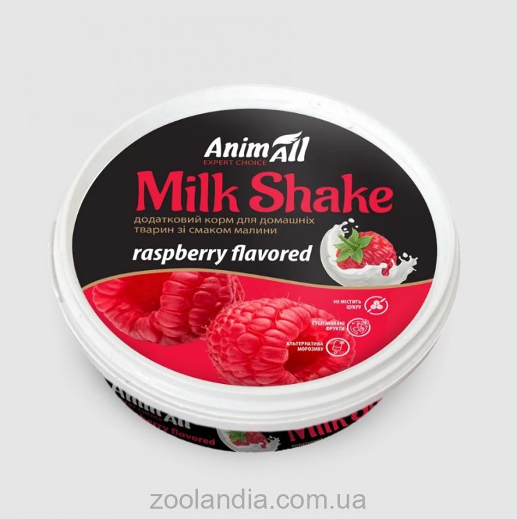 AnimАll (ЭнимАлл) MilkShake - Дополнительный корм, лакомства для кошек и собак со вкусом малины