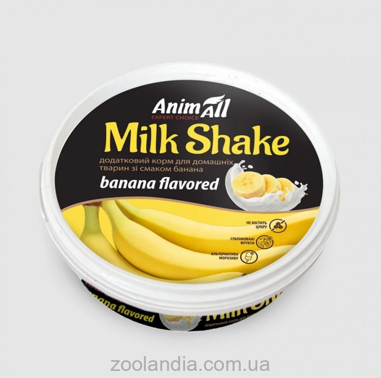 AnimАll (ЭнимАлл) MilkShake - Дополнительный корм, лакомства для кошек и собак со вкусом банана