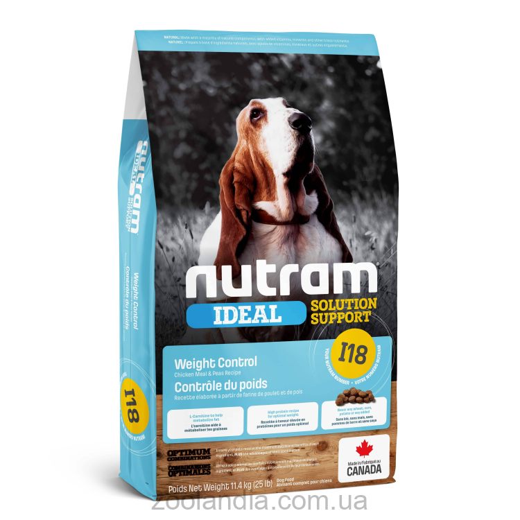 Nutram I18 Ideal Solution Support Weight Control Dog Food - Сухой корм для взрослых собак склонных к ожирению, с курицей