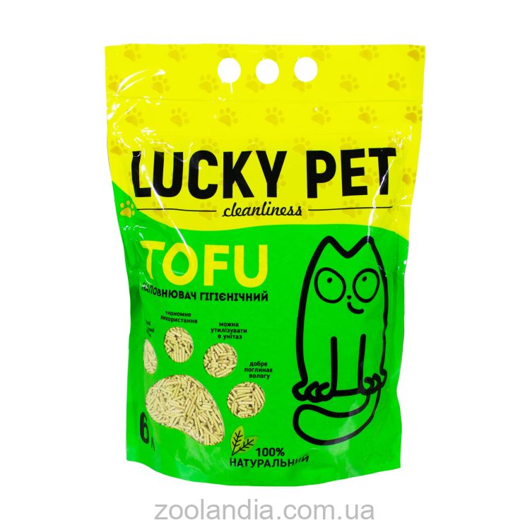 Lucky Pet (Лаки Пет) Тофу - Наполнитель гипоаллергенный для кошачьего туалета, с ароматом мяты