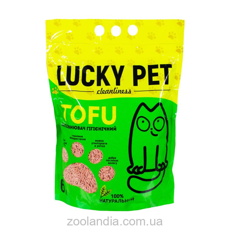 Lucky Pet (Лаки Пет) Тофу - Наполнитель гипоаллергенный для кошачьего туалета, с ароматом лаванды