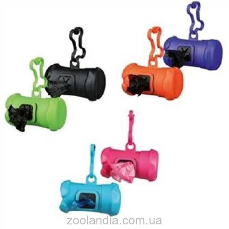 Trixie (Трикси) - Сумка-косточка, контейнер для пакетов пластиковый +пакеты для фекалий 1*15шт M