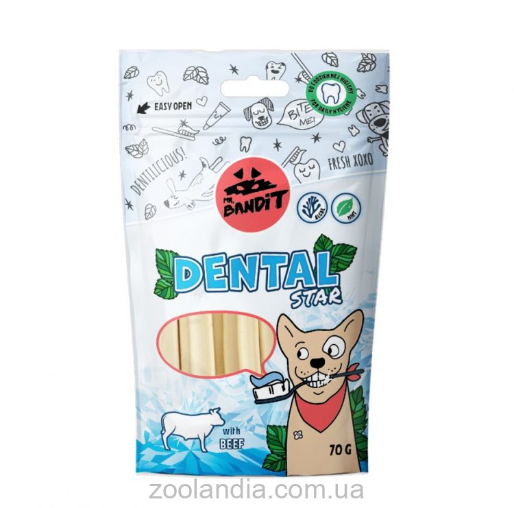 Mr. Bandit (Мистер Бандит) Dog Dental Mini Turkey - Лакомство для здоровья зубов у собак мелких пород, с говядиной