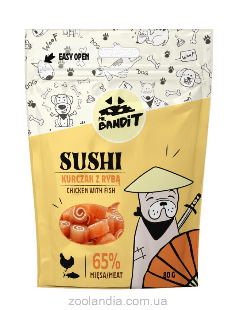 Mr. Bandit (Мистер Бандит) Dog Sushi Chicken & Fish - Лакомство для собак, суши с курицей и рыбой