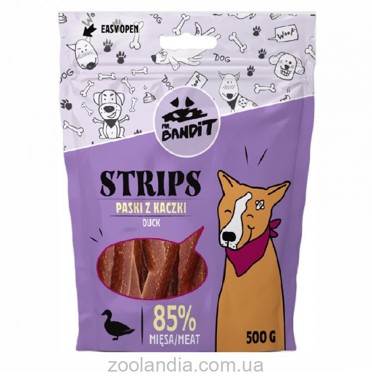 Mr. Bandit (Мистер Бандит) Dog Strips Duck - Лакомство для собак, стрипсы из утки для