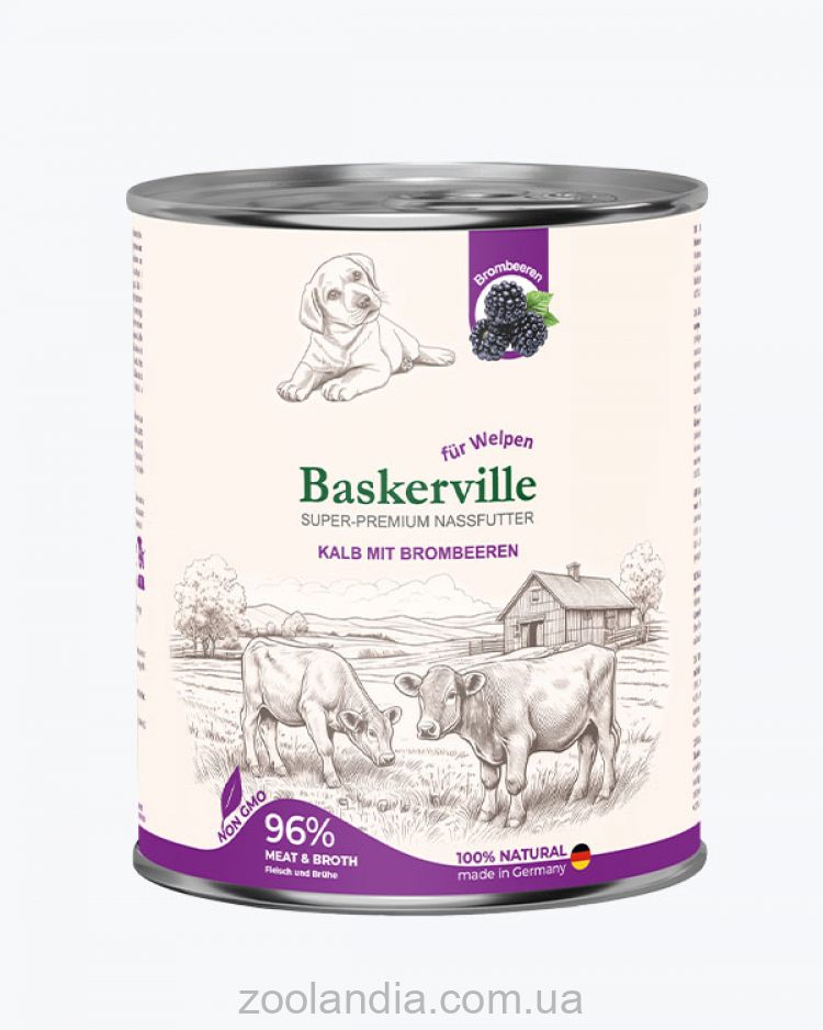 Baskerville (Баскервиль) Super Premium - Консервированный корм для щенков (телятина/ежевика)