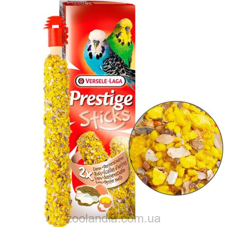 Versele-Laga Верселе-Лага Prestige Sticks Budgies Eggs&Oyster Shells -  Лакомство для волнистых попугаев, яйца и раковины устриц лакомство для волнистых попугаев