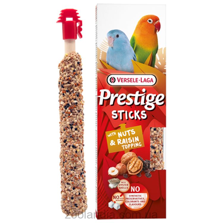 Versele-Laga Prestige Sticks Small Parrot Nuts & Raisin topping - Лакомство для волнистых попугаев орехи и изюм