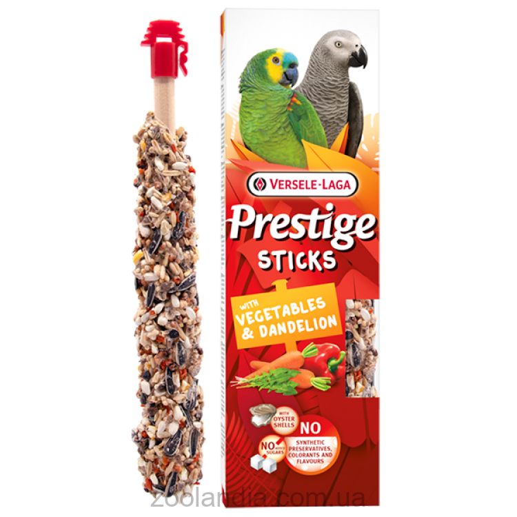 Versele-Laga Prestige Sticks Parrots Vegetables & Dandelion - Лакомство для средних и крупных попугаев и одуванчик