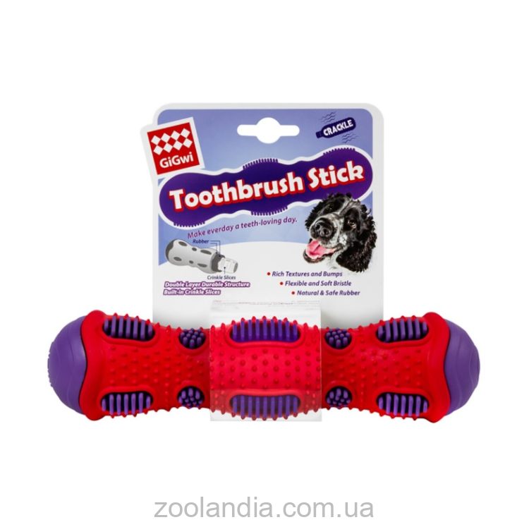 GiGwi (Гигви)  Toothbrush Stick - Игрушка для собак с эффектом треска, термопластичная резина, 21 см
