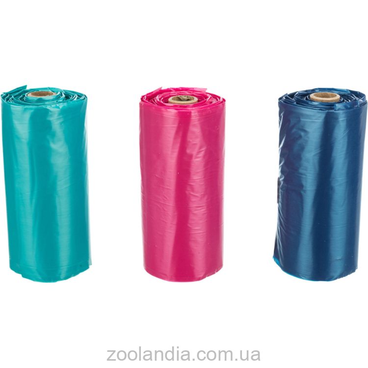 Trixie (Трикси) Пакеты для фекалий собак с ручками, разноцветные, 3 рулона*15 шт