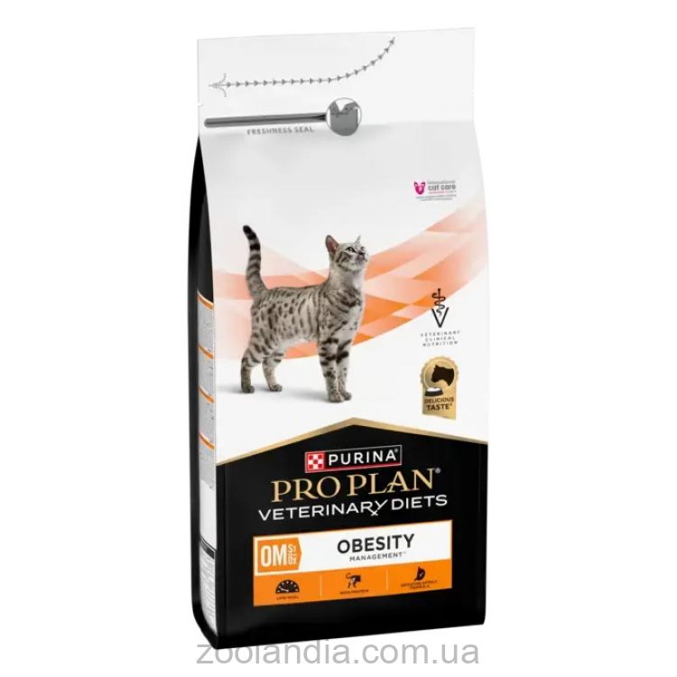 Purina Pro Plan Veterinary OM St/Ox Obesity Management - Сухой корм для взрослых кошек для снижения избыточной массы тела разработан с низкой энергетической плотностью