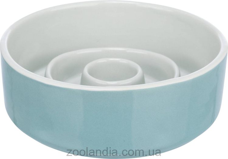Trixie (Трикси) - Миска керамическая для медленного кормления (серая/голубая)