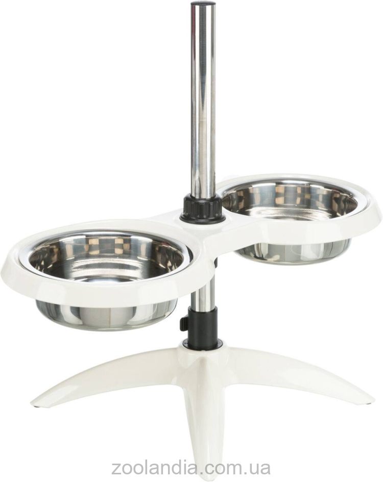 Trixie (Трикси) - Миски на подставке двойные со стальными чашами (белая)