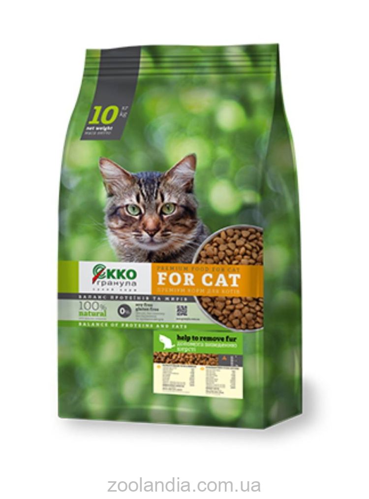 Екко-Гранула - Сухой корм для котов всех пород для выведению шерсти