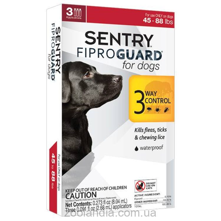 Sentry (Сентри) Fiproguard - Капли от блох, клещей и вшей для собак 20-40 кг, 2,68 мл