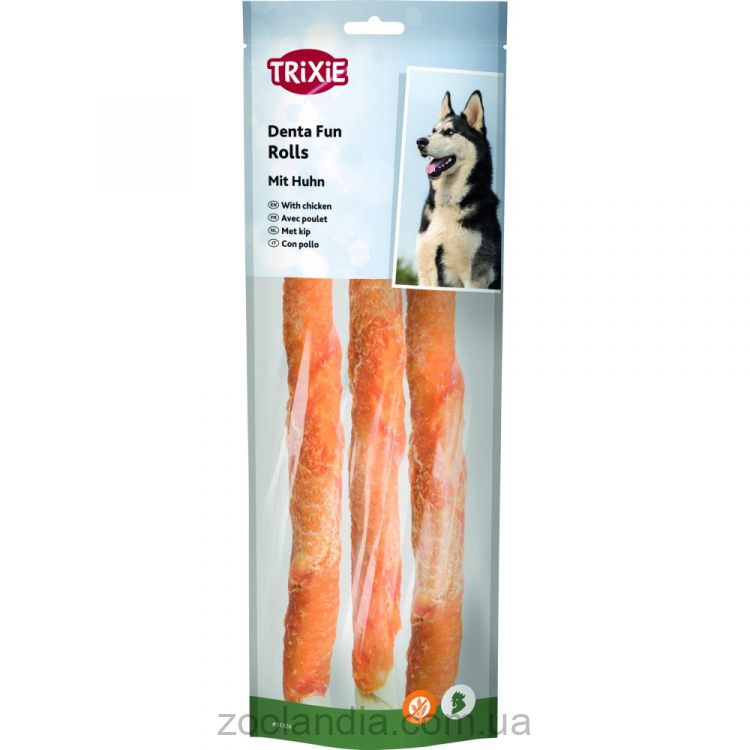 Trixie (Трикси) Denta Fun Chewing Rolls - Палочки для чистки зубов с курицей 28 см 250 г 3 шт