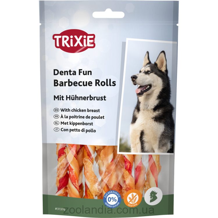Trixie (Трикси) Denta fun - Палочка для чистки зубов барбекю курица, 80гр/12см