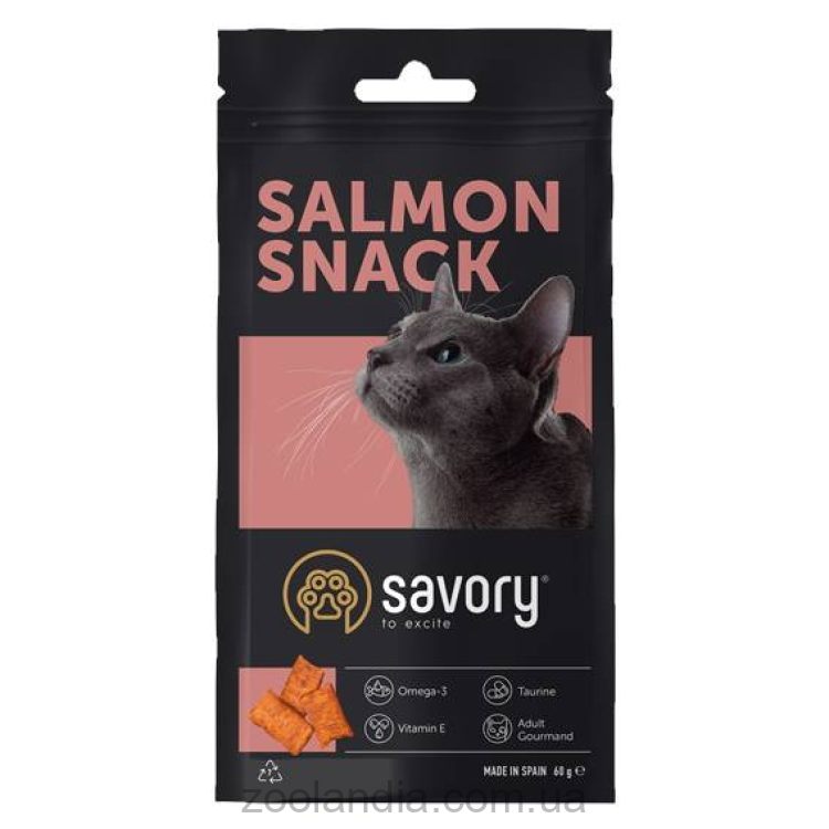 Savory (Сейвори) Snack Salmon - Лакомство для поощрения кошек, подушечки с лососем