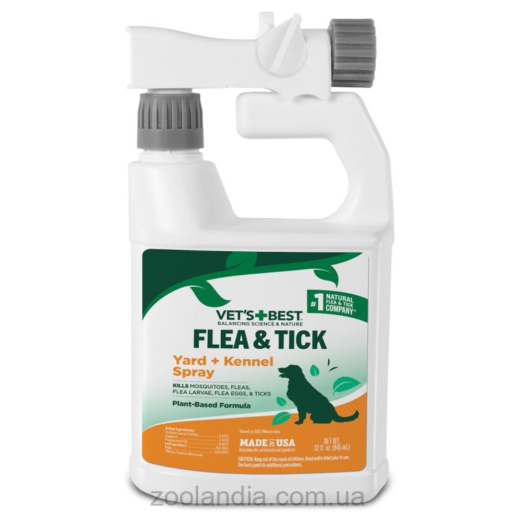Vet`s Best (Ветс Бест) Flea & Tick Yard and Kennel Spray – Спрей от блох, клещей и москитов во дворе