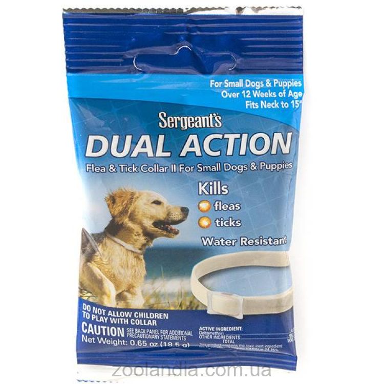 Sentry (Сентри) Sergeants Dual Action - Ошейник от блох и клещей для собак малых пород и щенков, до 38 см