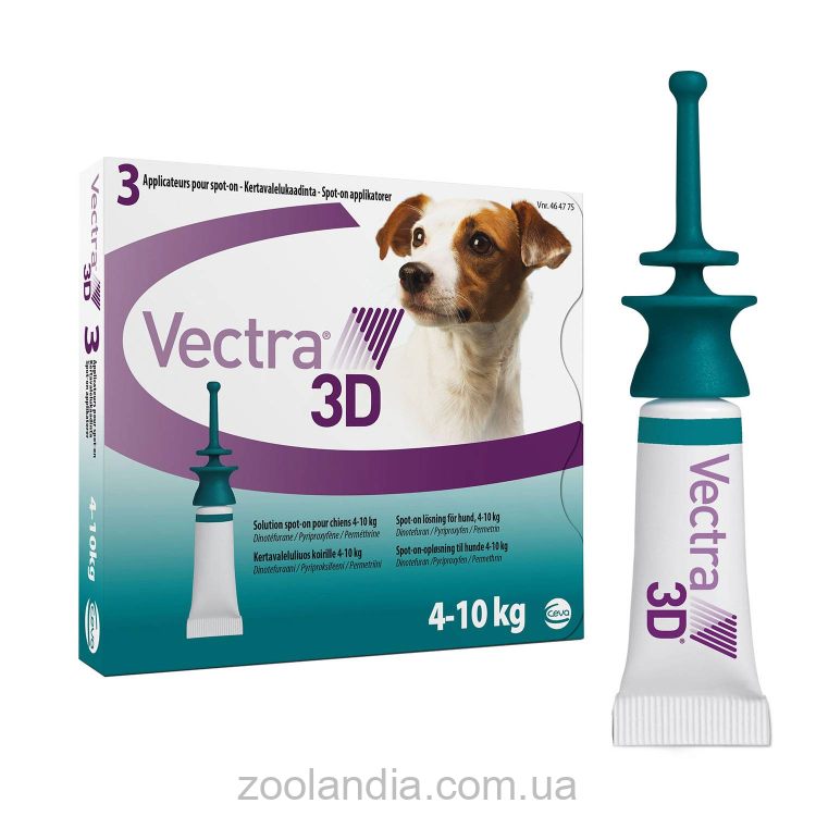 Ceva (Сева) VECTRA 3D (Вектра 3D) Капли от блох и клещей для собак 4 - 10 кг, 1,6 мл