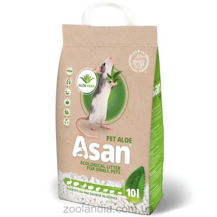 Asan (Асан) Pet Aloe - Эконаполнитель из целлюлозы для грызунов с алое, нейтрализатор запаха