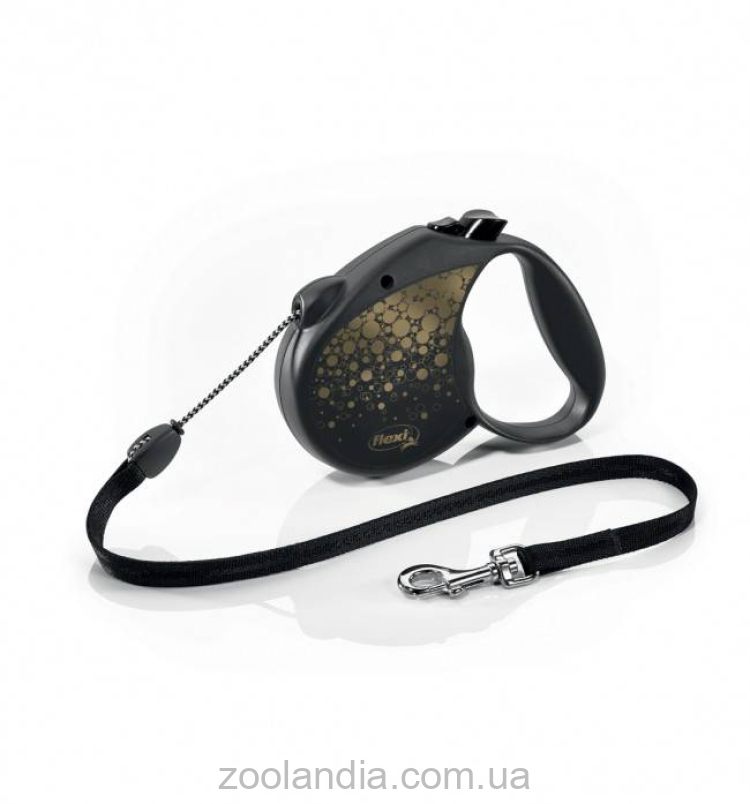 Flexi (Флекси) Standard S - Поводок-рулетка для собак, трос (5 м, до 12 кг) черный, SONDER BUBLE