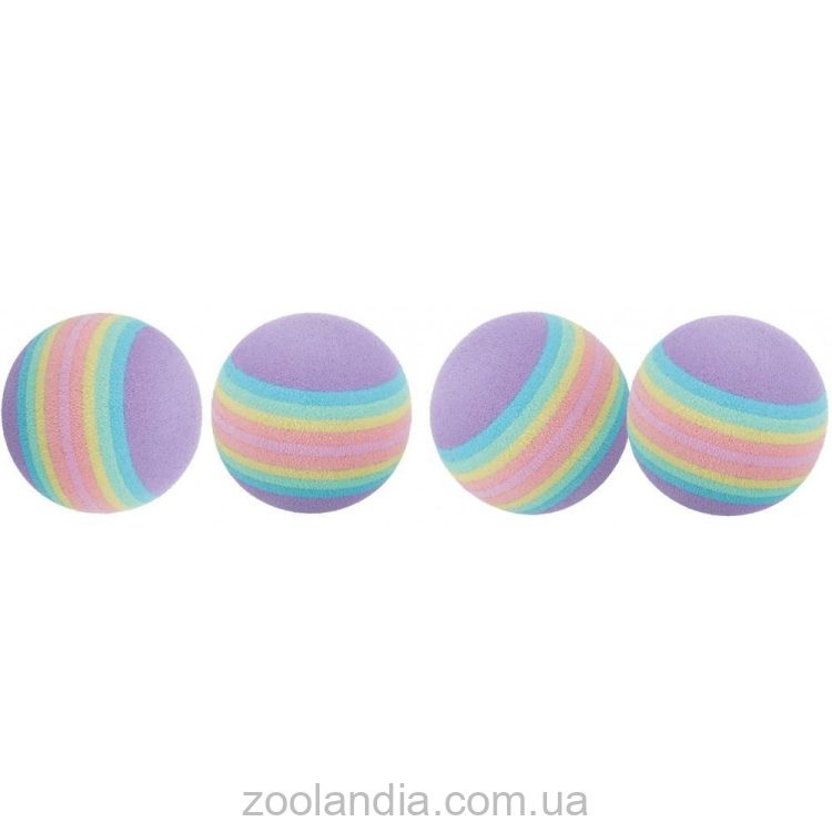 Trixie (Трикси) Игрушка для кошек Мяч радужный набор 4 шт. (вспененная резина)