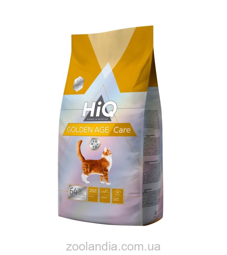 HiQ (Хайкю) Golden Age care - Сухой корм для пожилых котов от 10 лет и старше