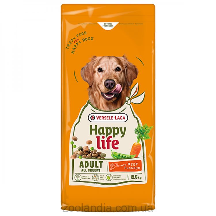Happy Life (Хеппи Лайф) Adult with Beef Flavour - Сухой премиум корм для собак всех пород со вкусом говядины