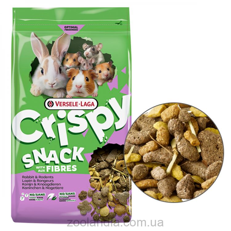 Versele-Laga Crispy Snack Fibres (Верселе-Лага Криспи снєк Фибрес) - Зерновая смесь лакомство для грызунов, гранулы с овощами