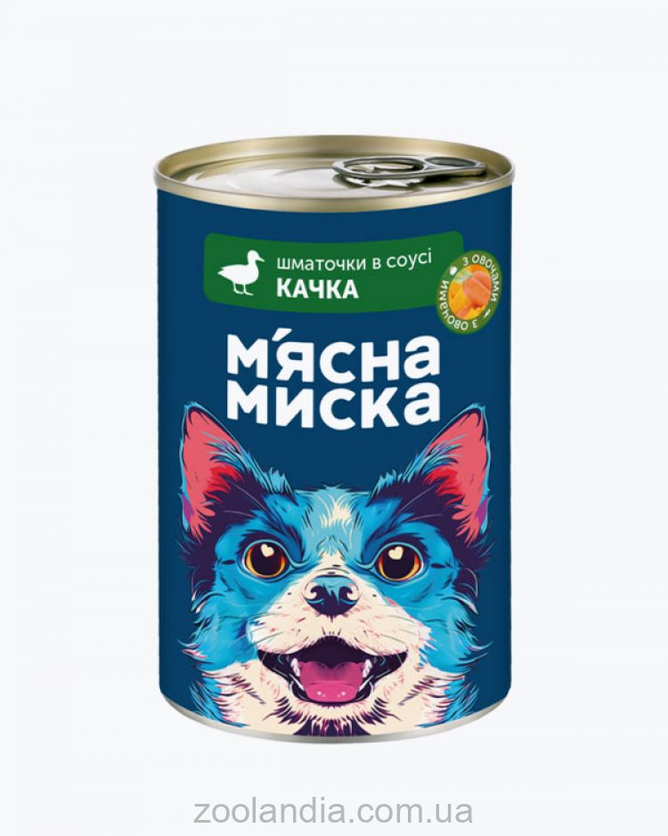 М'ясна миска - Вологий корм для дорослих собак, шматочки в соусі з качкою та овочами