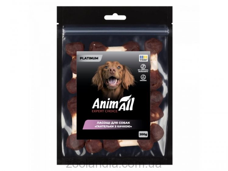 AnimAll (ЭнимАлл) Platinum - Лакомство для собак гантельки с уткой