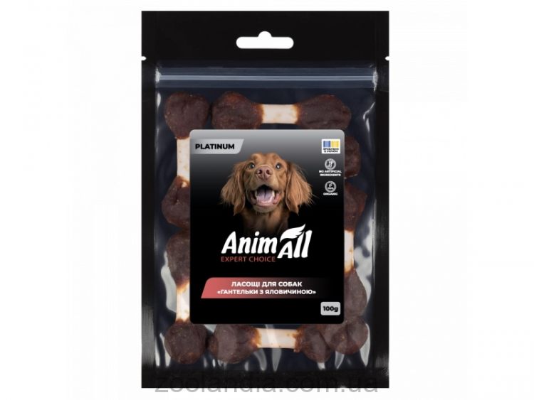 AnimAll (ЭнимАлл) Platinum - Лакомство для собак гантельки с говядиной