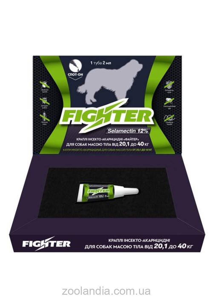 Капли Файтер Плюс 12% для собак весом от 20,1 до 40кг