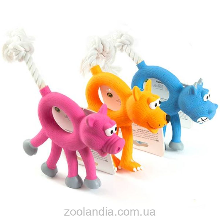 Flamingo Animal With Rope Фламинго Энимал Виз Роуп игрушка для собак, зверек с веревкой, латекс