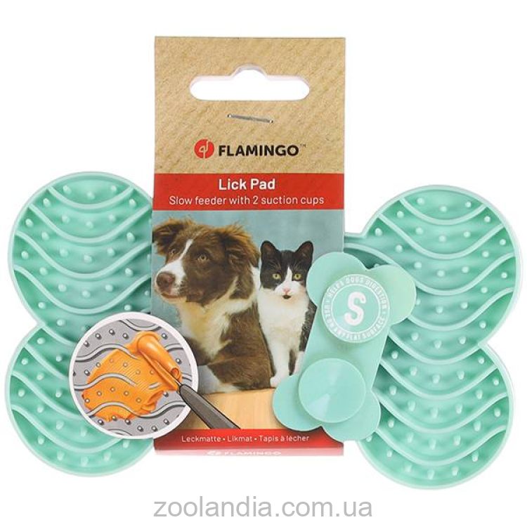 Flamingo Lick Pad Yummee S - Миска-коврик антистресс, медленного кормления для собак и кошек
