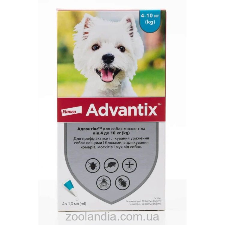 Advantix (Адвантикс) - Капли против блох, клещей, комаров для собак 4-10 кг (1 пипетка)