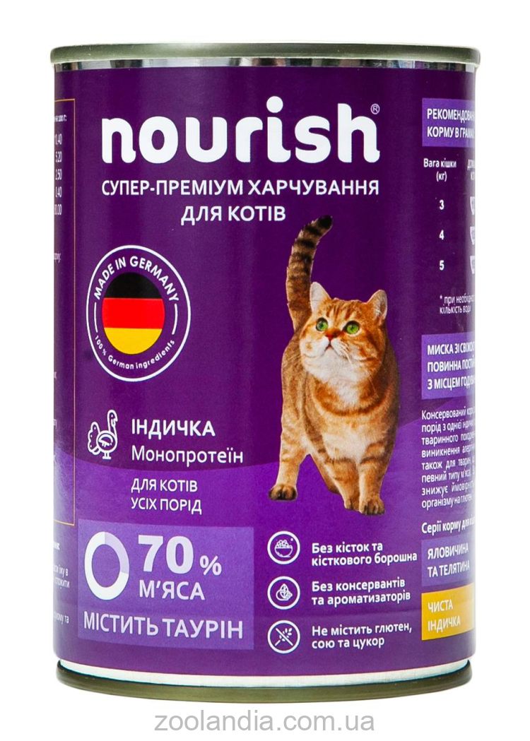 Nourish (Нориш) Консервированный корм для кошек (индейка монопротеин)